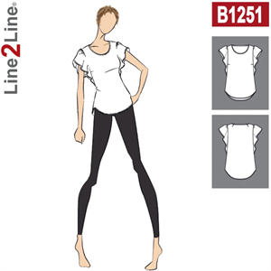 Line2Line snitmønster - B1251 Bluse med flæseærmer